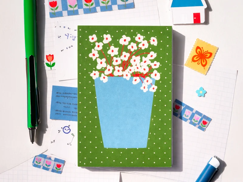 Mini bloc memo fleurs blanches - Fruit fries Design Lab