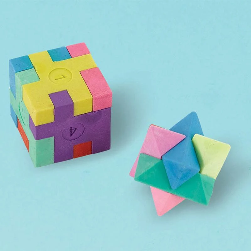 Puzzle cube erasers, 12 per package