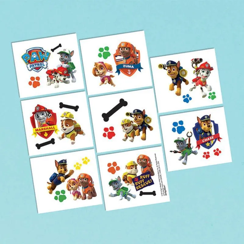 Paw Patrol temporary tattoos, 8 per package