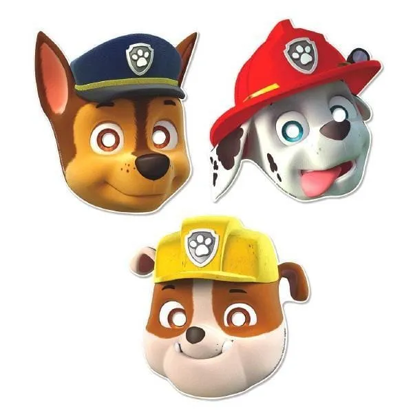 Paw Patrol paper masks, 8 per package