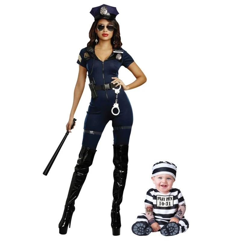 Mommy and Me Cop and Inmate Costumes