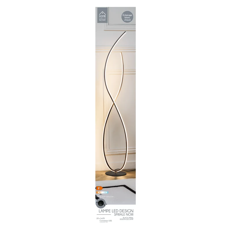 LAMPE DESIGN SPIRALE NOIR