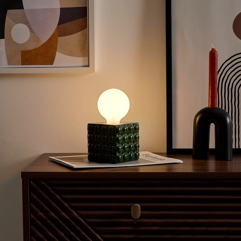 LAMPE CERAMIQUE VERT FORET A PILES
