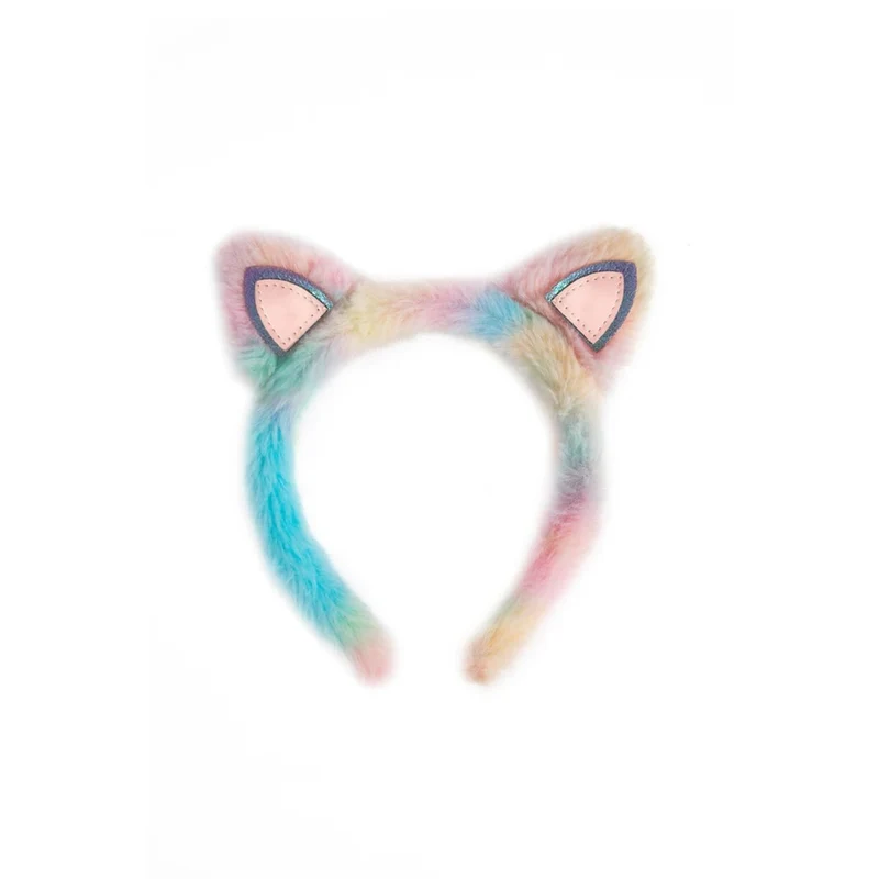 Rainbow Furry Kitty Headband for Kids