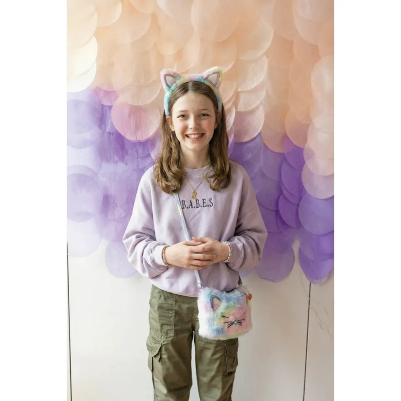 Rainbow Furry Kitty Headband for Kids
