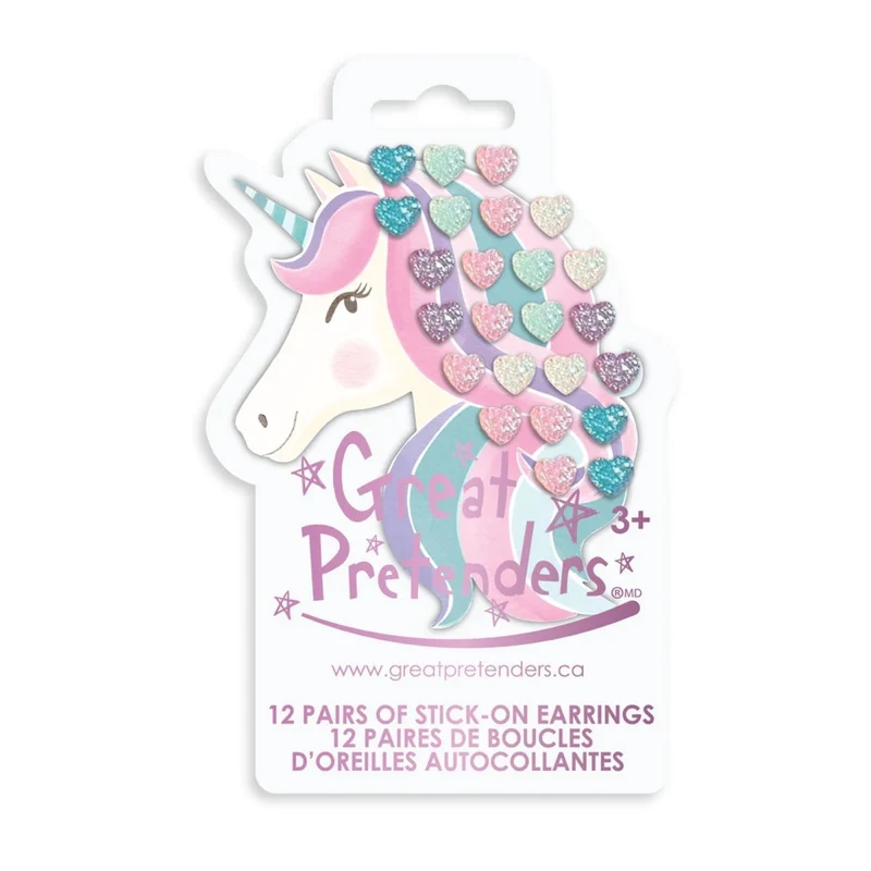 Rhinestone Unicorn Royalty Stick On Earrings, 12 Pairs