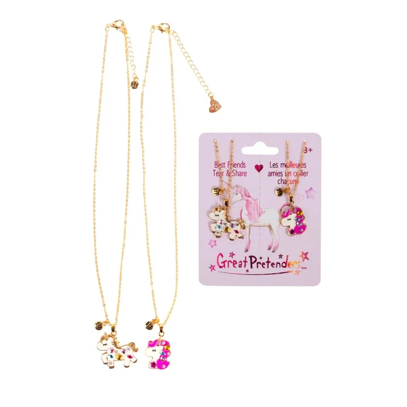 Bejewelled Unicorns Tear and Share Necklaces, Bestfriend Necklaces, 2 Count