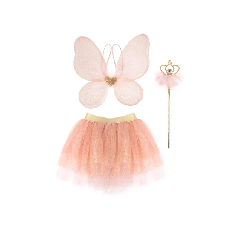 Pink Royal Fairy Princess Skirt Set for Kids, Skirt, Wand and Wings