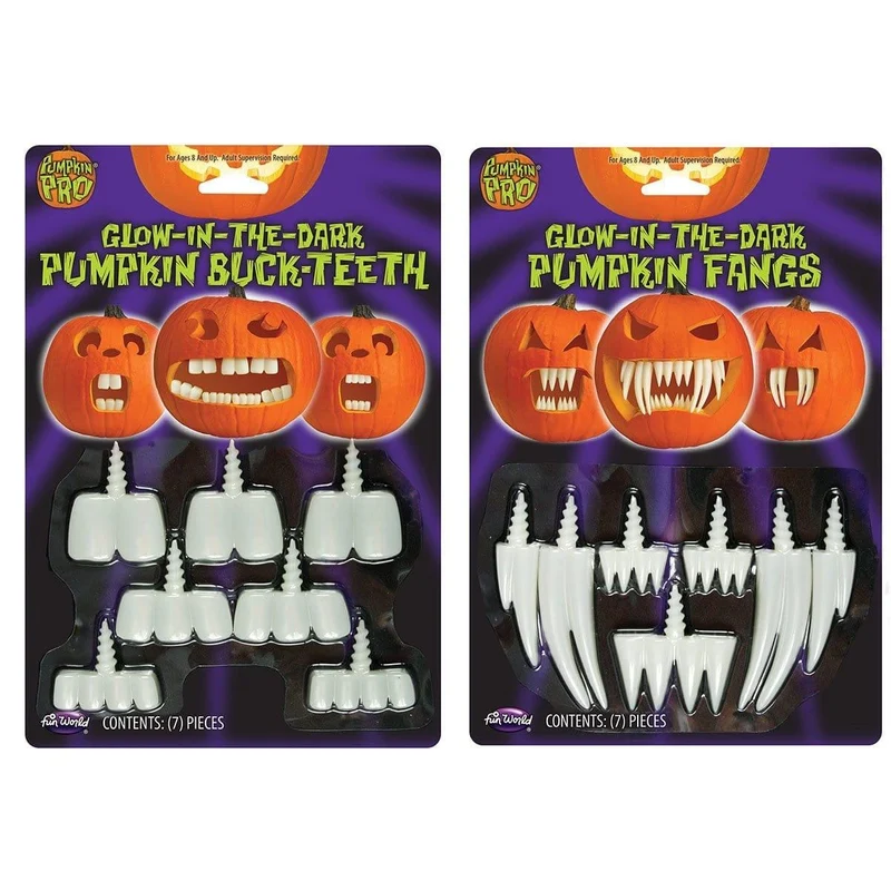 Glow in the dark pumpkin teeth, Assortment, 1 Count