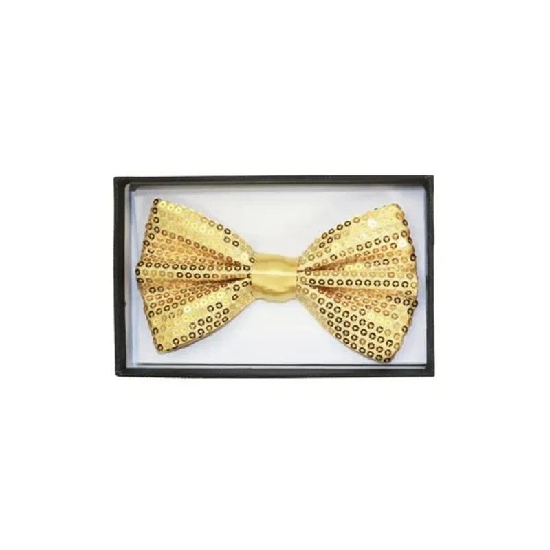 Gold sequin bow tie