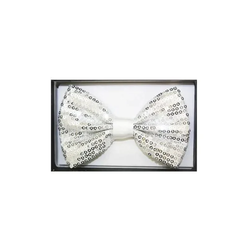 White sequin bow tie