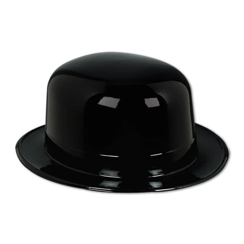 Black plastic derby hat for adults