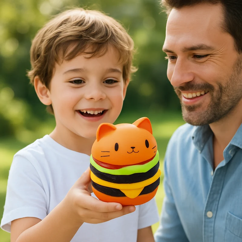 Squishy Burger Chat Kawaii – Jouet Anti-Stress