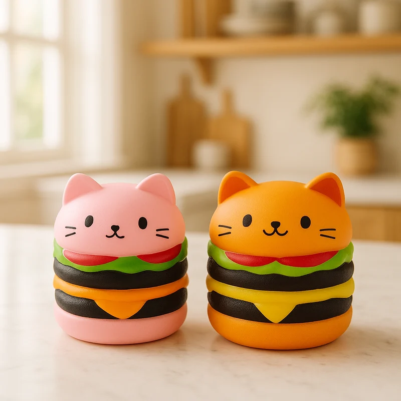 Squishy Burger Chat Kawaii – Jouet Anti-Stress