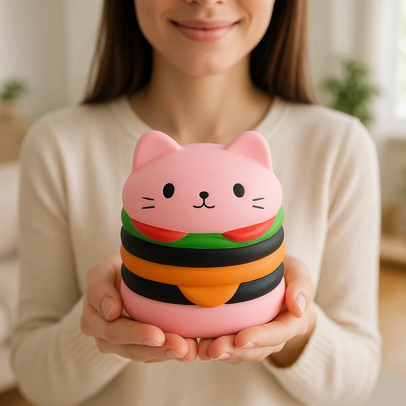Squishy Burger Chat Kawaii – Jouet Anti-Stress