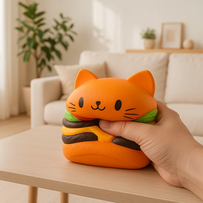 Squishy Burger Chat Kawaii – Jouet Anti-Stress
