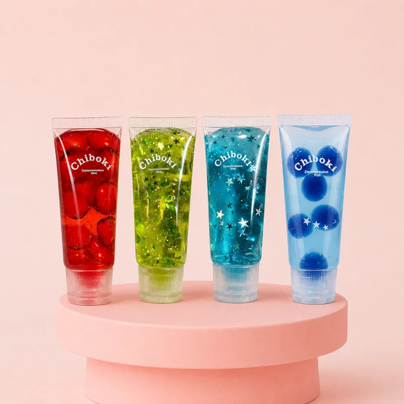 Chiboki Glitter Gel Stress Toy Sensory Squeeze Gel Tube