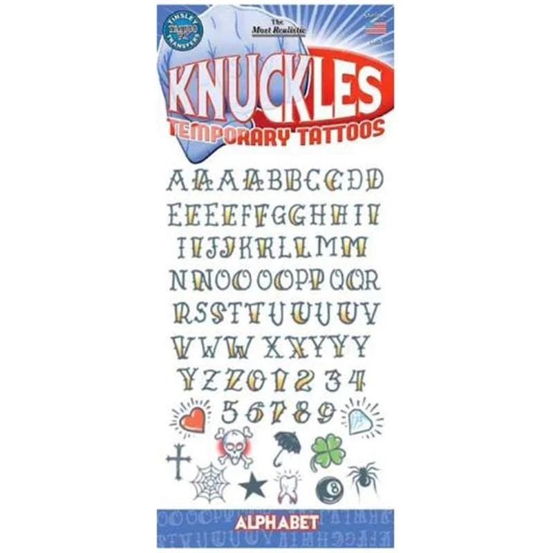 Knuckles temporary tattoos letter kit