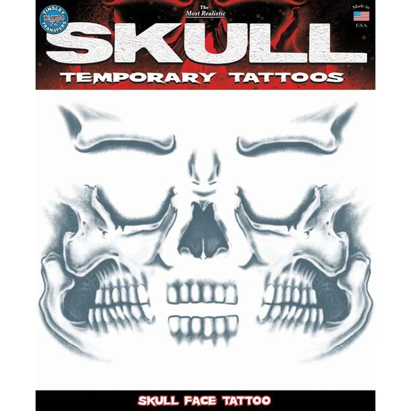 Skull face temporary tattoo