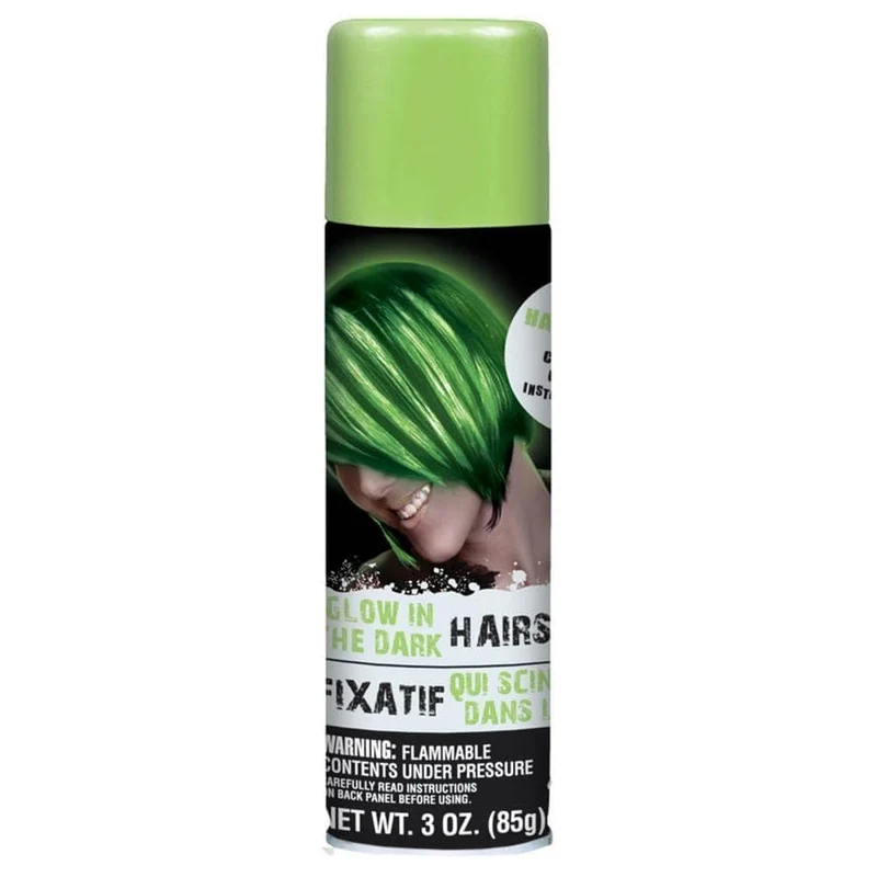 Glow in the dark hair spray