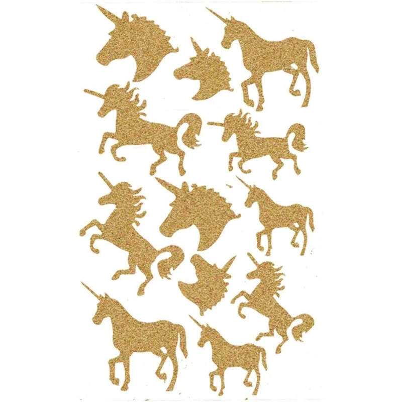 Gold unicorn stickers, 12 per package