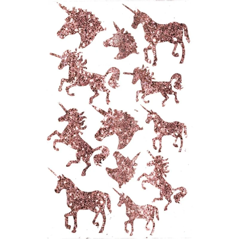 Rose gold unicorn stickers, 12 per package