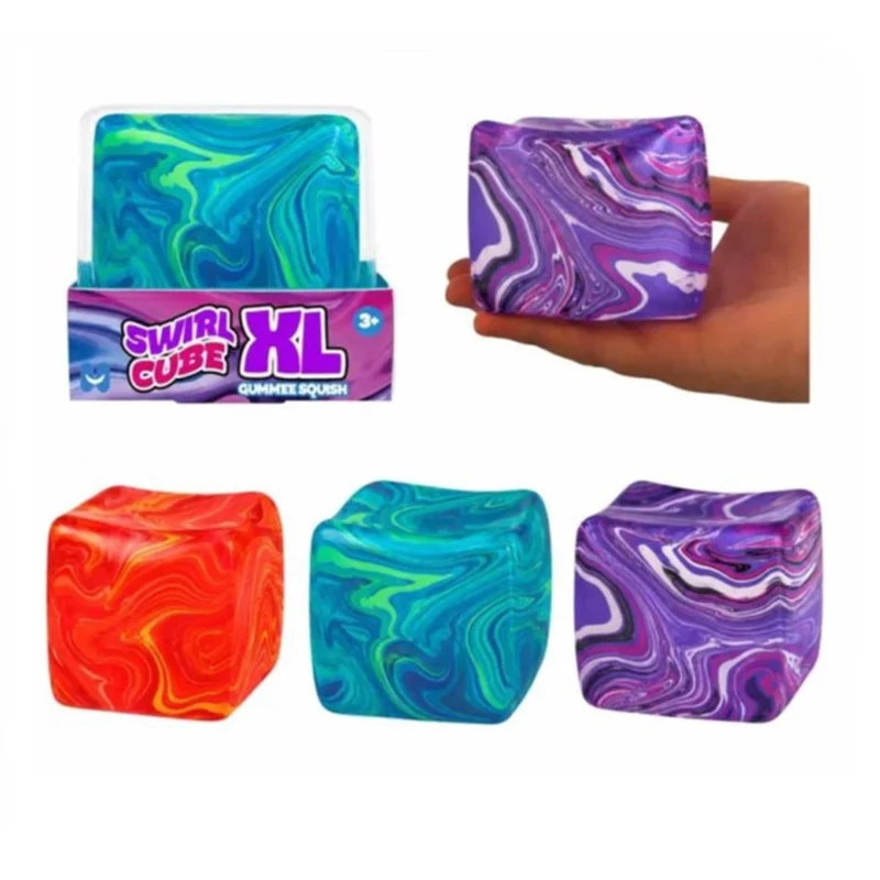 Jumbo Swirl Cool Cube Squishy Toy, 3 Inches, Assortment, 1 Count