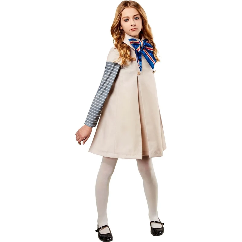 M3gan Costume for Kids, Beige Dress with Attached Bow and Sleeves