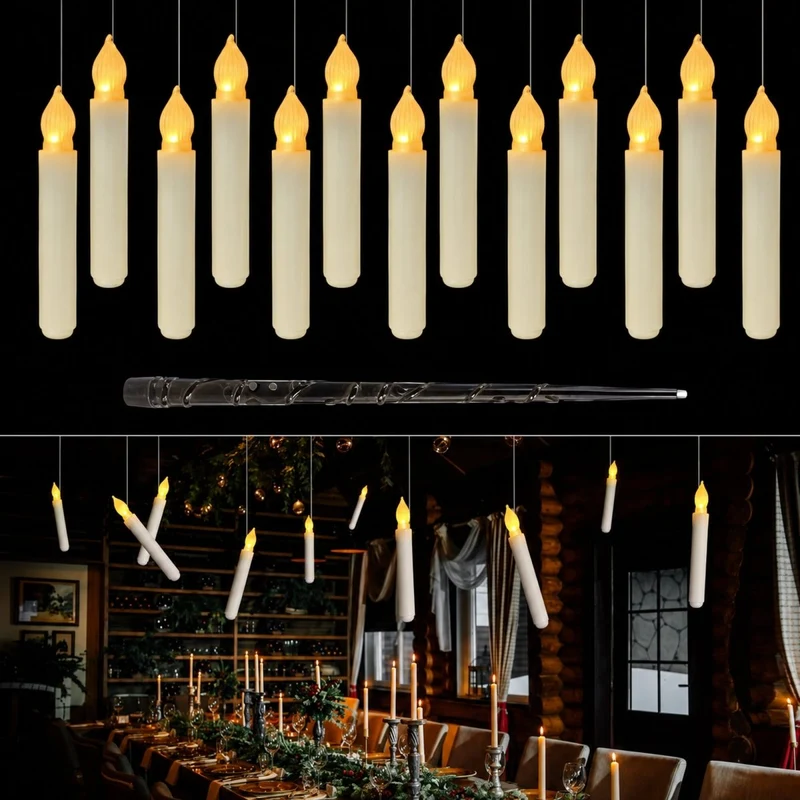 Floating LED Candles with Wand, 12 Count