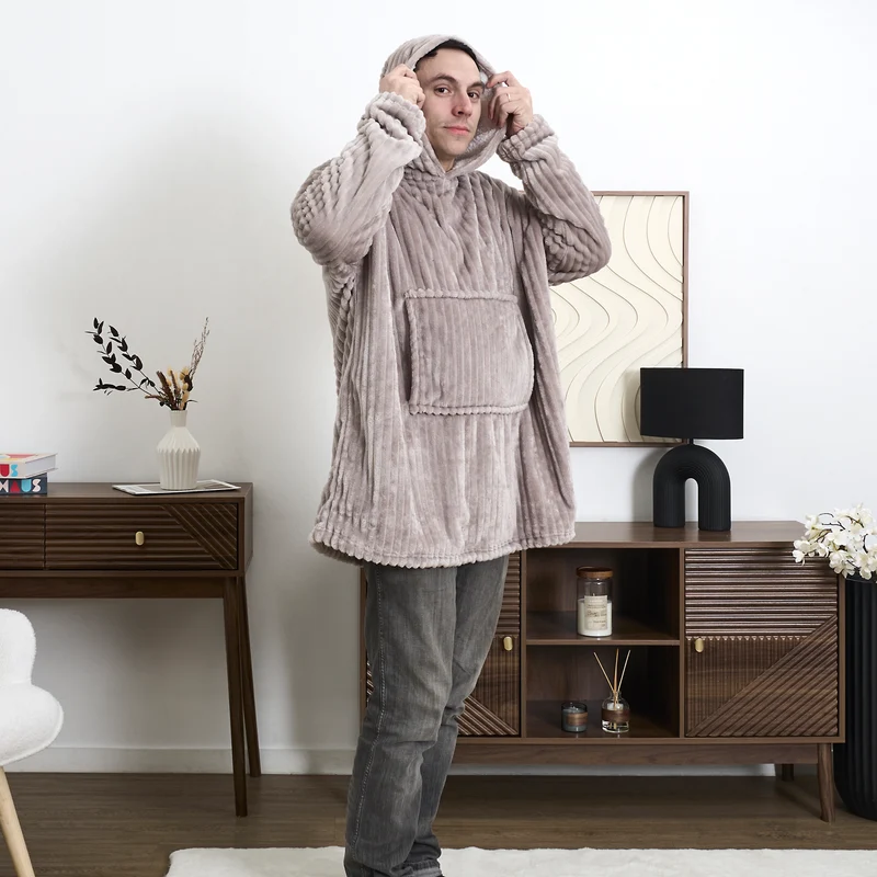 SWEAT XXL COCOON COTELE A CAPUCHE GRIS CLAIR