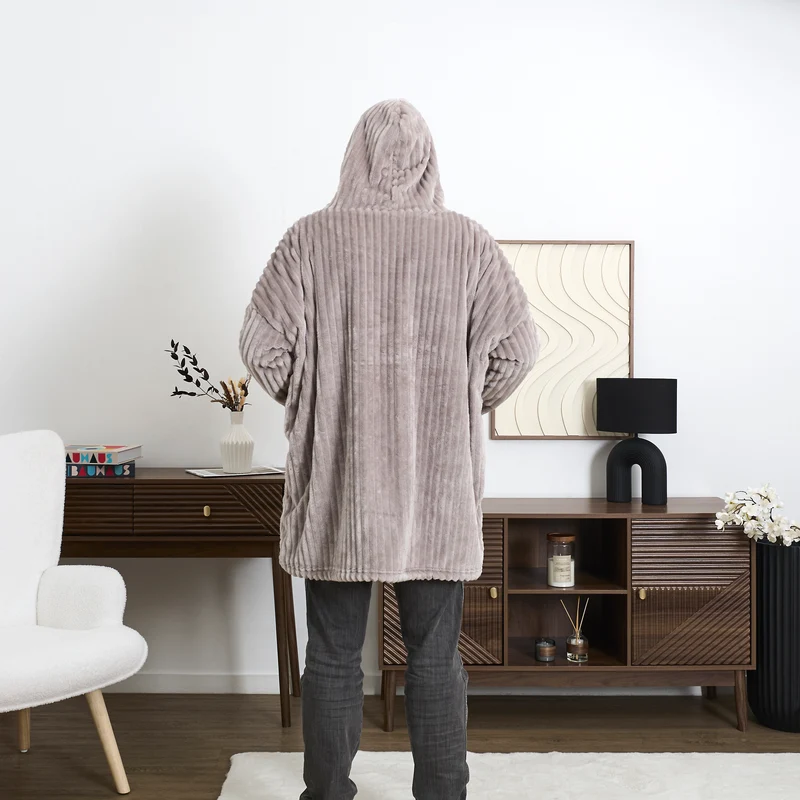 SWEAT XXL COCOON COTELE A CAPUCHE GRIS CLAIR
