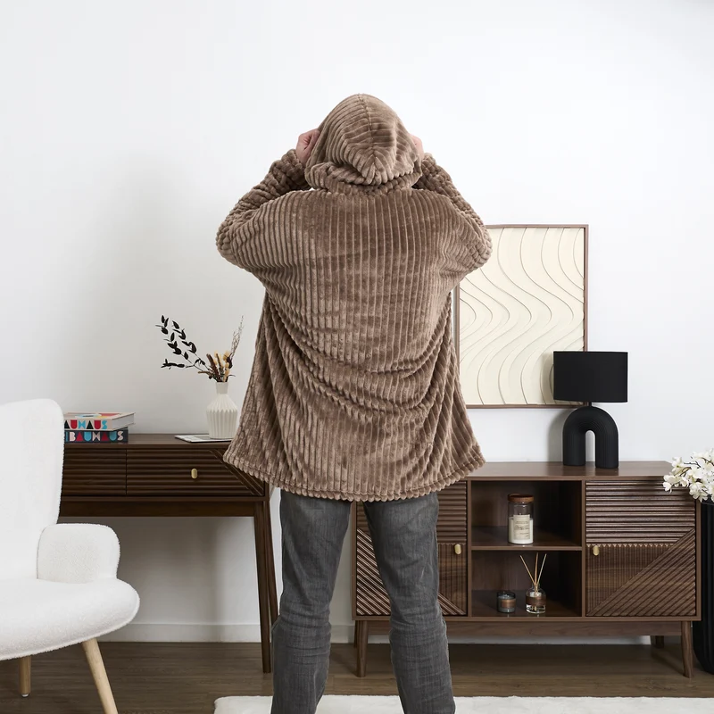 SWEAT XXL COCOON COTELE A CAPUCHE TAUPE