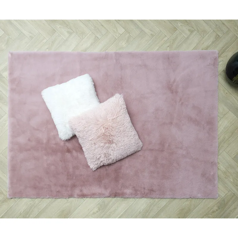 TAPIS IMITATION FOURRURE FIN ROSE 120X170CM