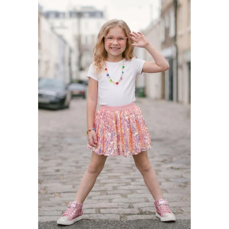 Hot Pink Center Stage Skirt for Kids, Sparkling Skirt