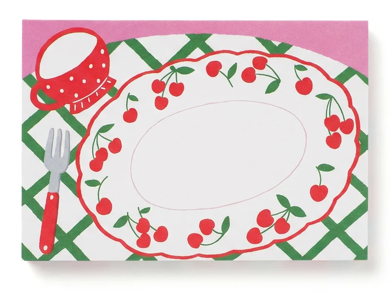 Mini bloc memo assiettes cerises - Fruit fries Design Lab