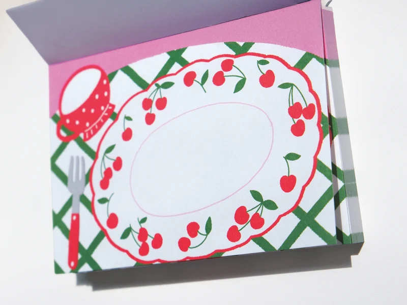 Mini bloc memo assiettes cerises - Fruit fries Design Lab