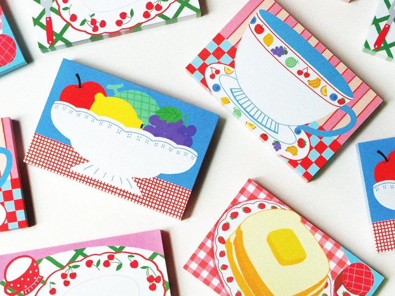 Mini bloc memo tasse vintage - Fruit fries Design Lab