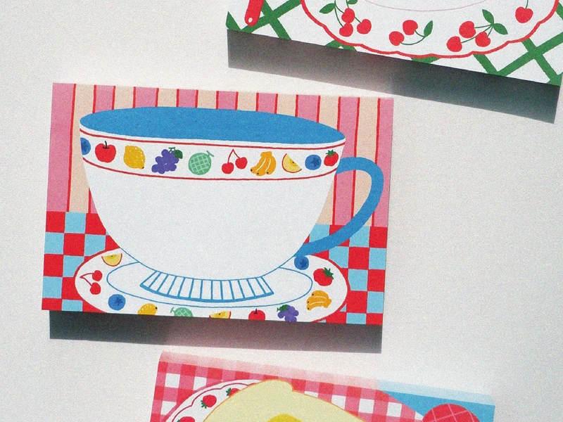 Mini bloc memo tasse vintage - Fruit fries Design Lab