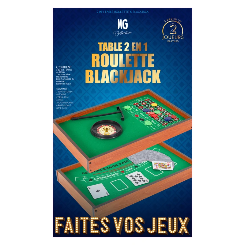 JEU DE CASINO 2EN1 BLACK JACK ET ROULETTE