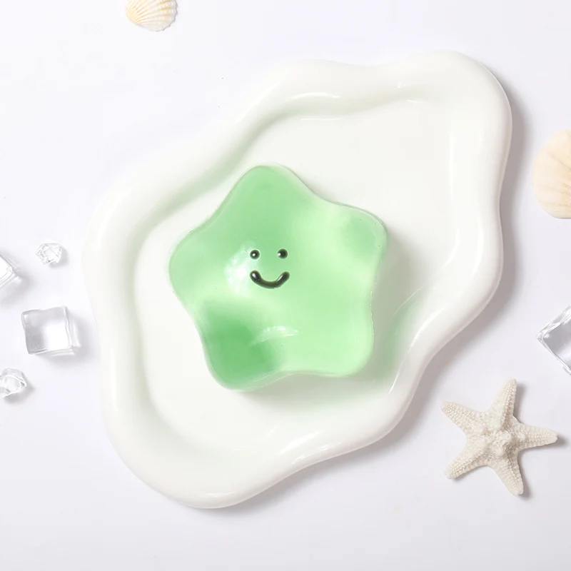 180g Crystal Green Transparent Smiley Star Taba Squishy