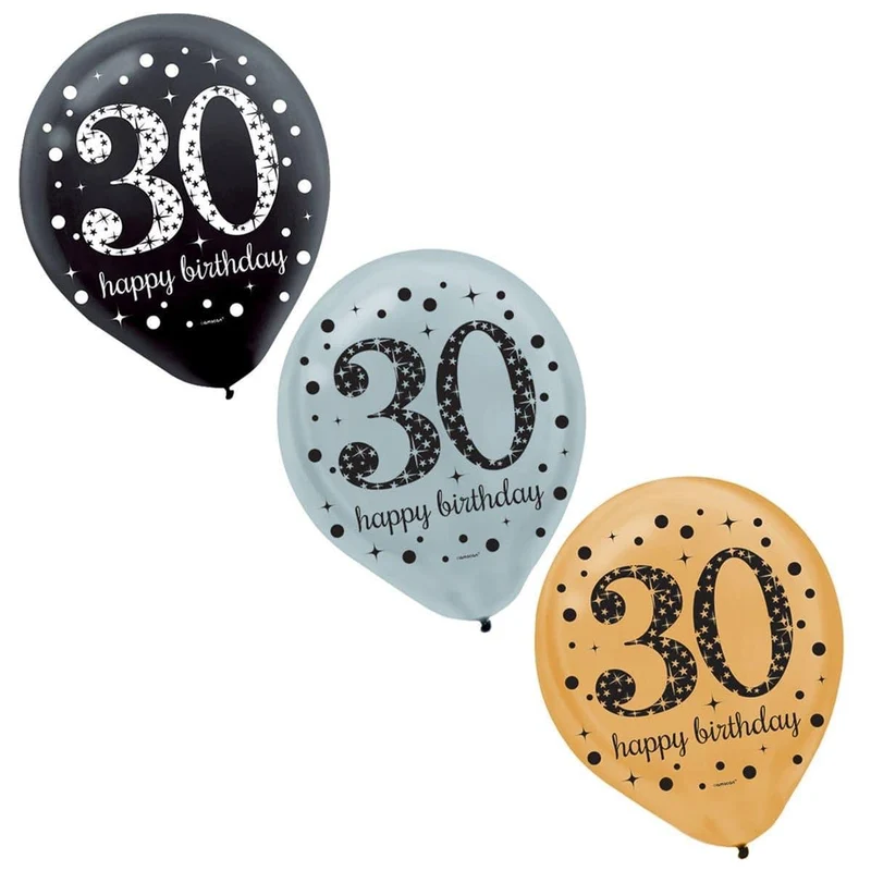 30th Sparkling Celeb - Latex Balloons 15/pkg