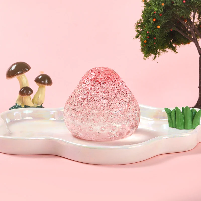 130g Crystal Strawberry with Starry Red Sparkle Taba Squishy