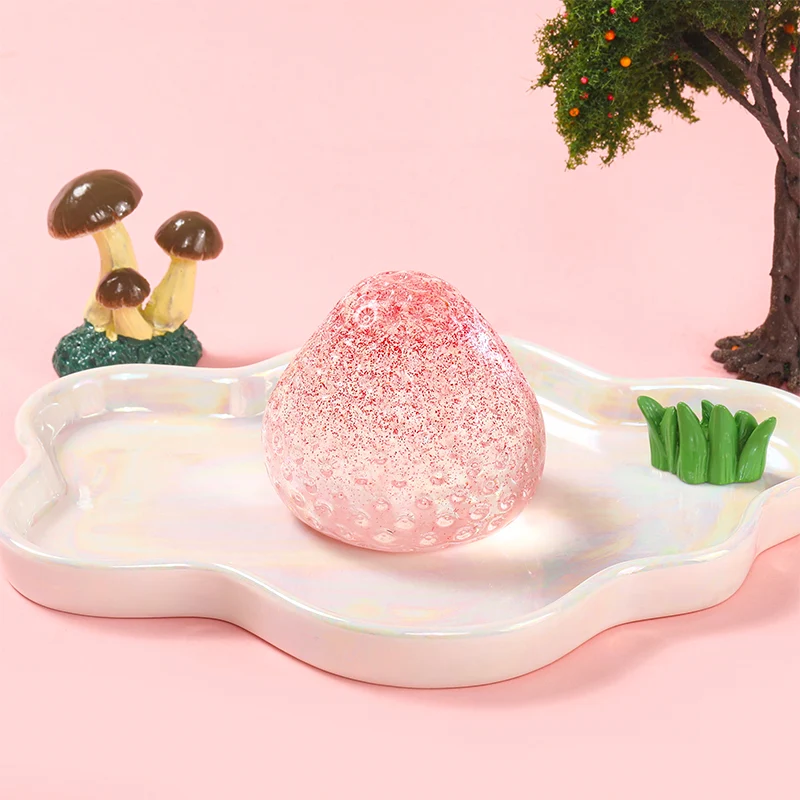 130g Crystal Strawberry with Starry Red Sparkle Taba Squishy