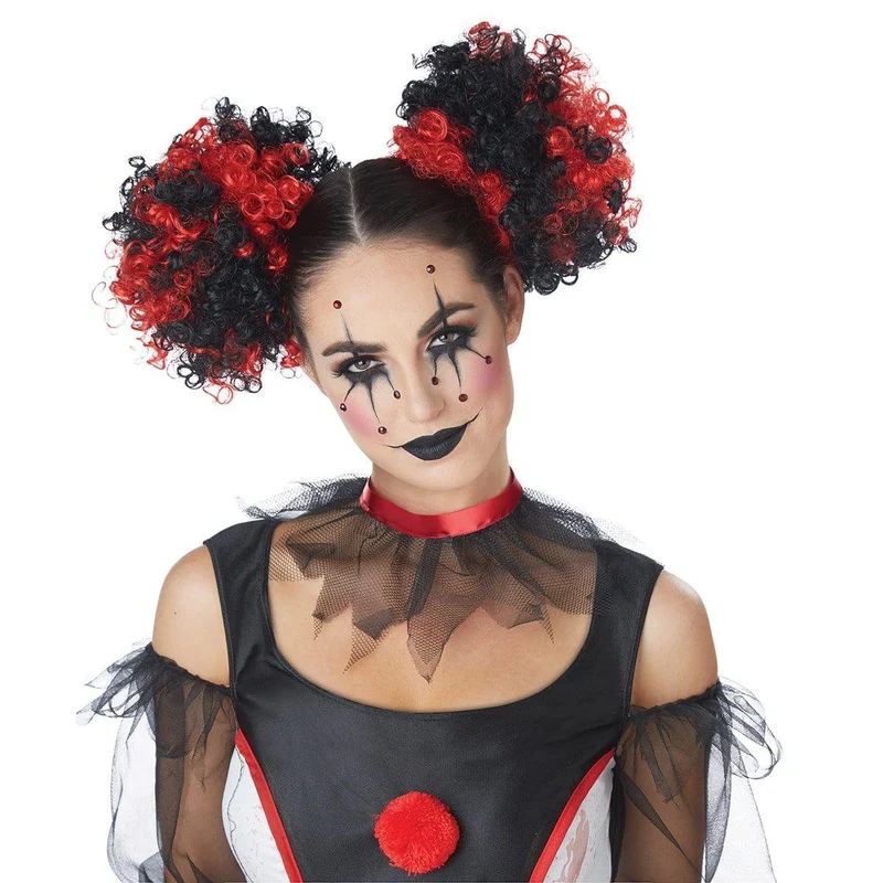 Red & black clown puffs for women