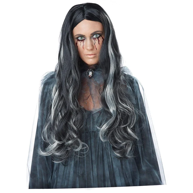 Black & gray bloody mary wig for women