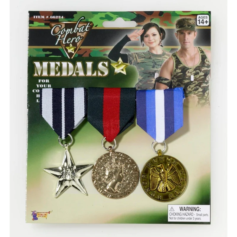Combat hero medals, 3 per package