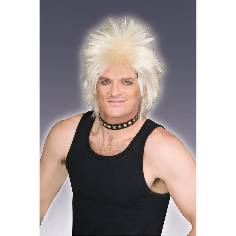 Blond 80's rock idol wig for adults