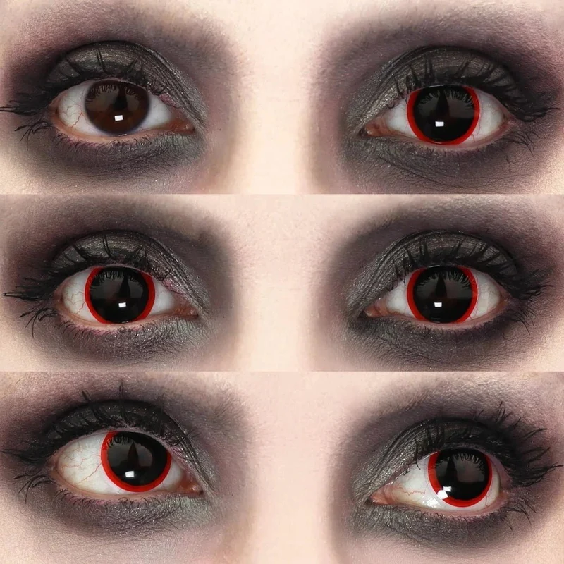 PRIMAL® Hellraiser I - Black and Red Coloured Contact Lenses, 3 months usage