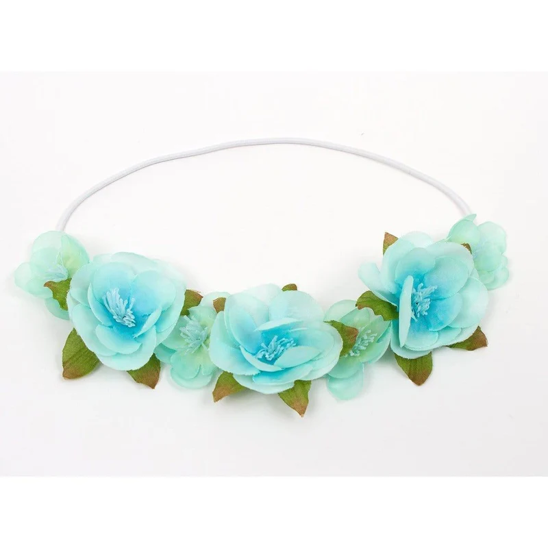 Teal flower headband for kids