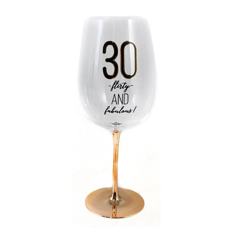 Wine Glass - 30th - Gold